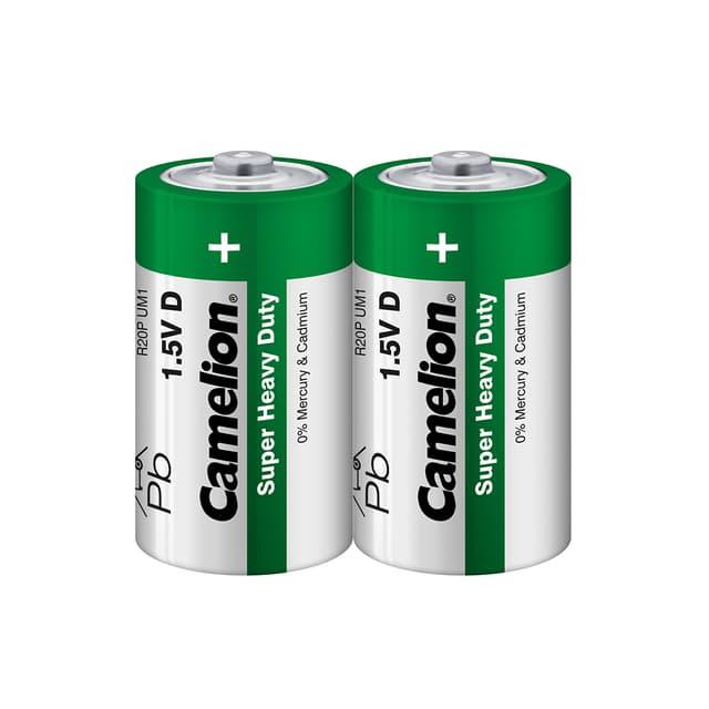 Батарейка, CAMELION, R20P-SP2G, Super Heavy Duty, D, 1.5V, mAh, 2 шт. в плёнке