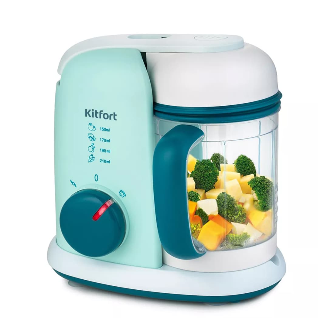 Блендер-пароварка, Kitfort, КТ-2305, Мощность 400 Вт, Ёмкость чаши 0,4 л, Ёмкость резервуара 0,23 л, Цвет зеленый