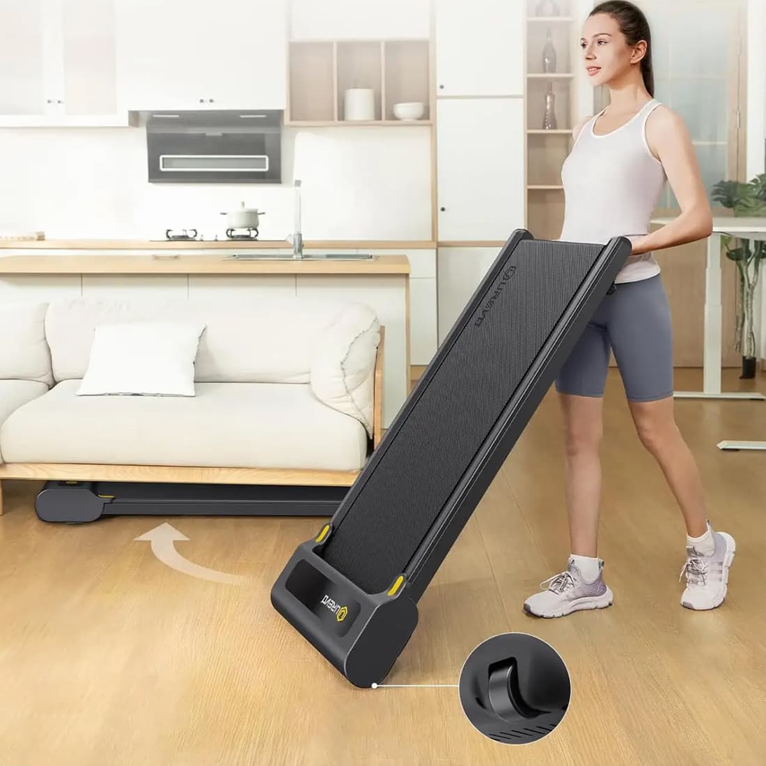 Мануальная дорожка для ходьбы, Urevo, Spacewalk E3S, URTM028, скорость: 1-6 кмч, максимальная нагрузка: 120кг, 126,5х53х12,4см, Черный