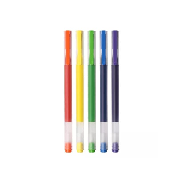 Шариковая ручка, Xiaomi, High-capacity Gel Pen (5-pack), Большой емкости (5 штук в упаковке), MJZXB03WCHW / BHR8860GL, Цвет чернил: оранжевый, желтый, зеленый, синий, фиолетовый