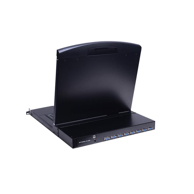 KVM консоль, SHIP, AS-7108ULS, Стоечная, 8-портовая ,17" экран, Коннекторы VGA, Чёрный