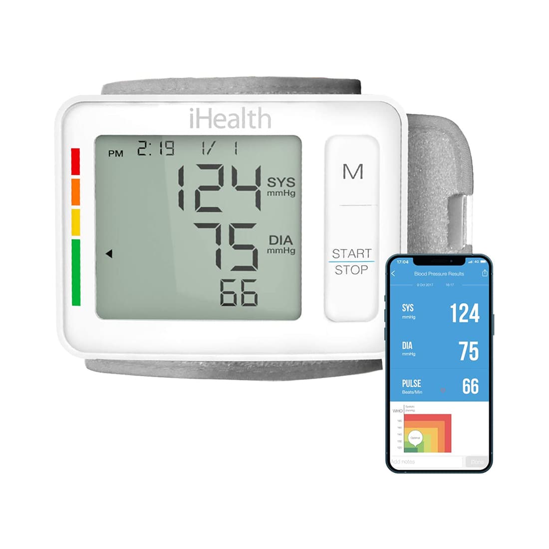 Умный наручный тонометр, iHealth, KD-723, PUSH Wrist Smart Blood Pressure Monitor CONNECTABLE, Bluetooth 4.0, Диапазон измерения: Sys: 60-260mmHg / Dia: 40-199mmHg / Pouls: 40-180bts/min