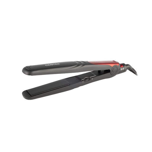 Выпрямитель для волос, Centek, CT-2008, 40W, Керамические пластины 90х26мм, Ультрагладкая керамика, LED индикатор, Черный/красный