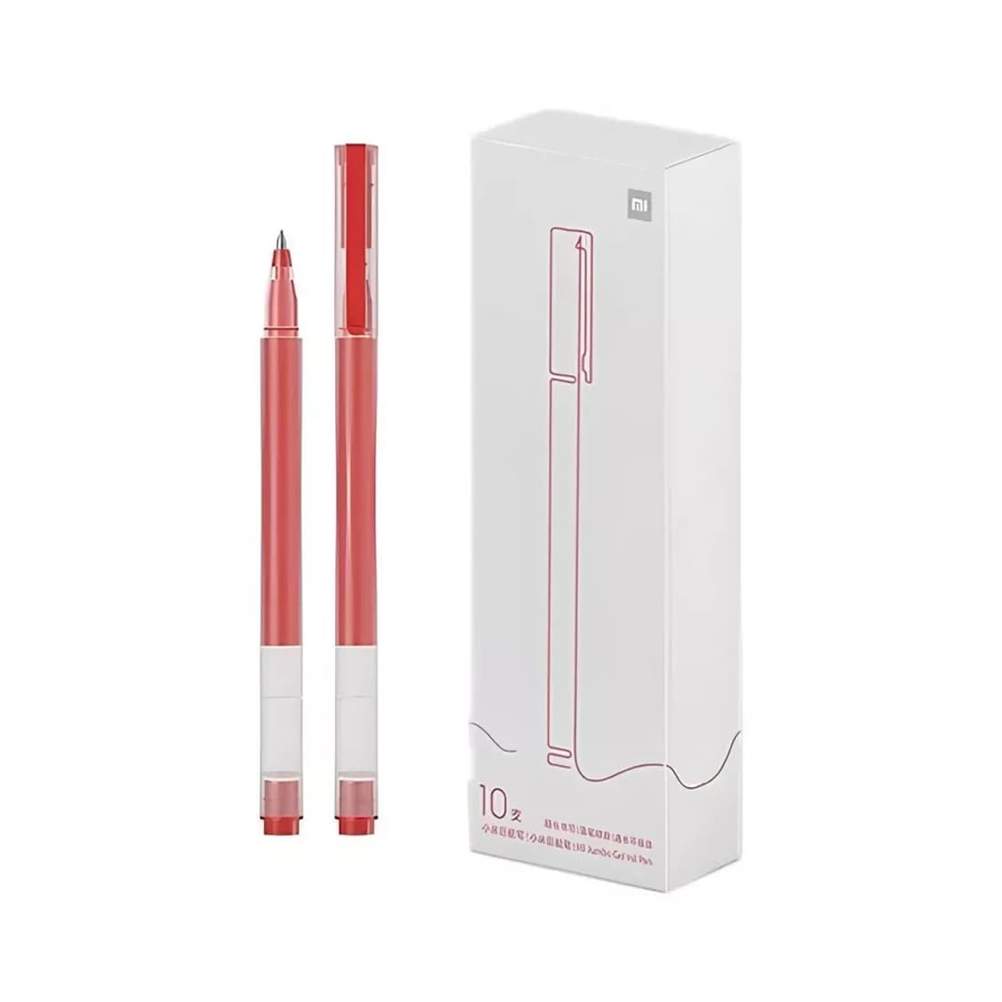 Шариковая ручка, Xiaomi, High-capacity Gel Pen (10-pack), Большой емкости (10 штук в упаковке), MJZXB02WCHW / BHR8863GL, Цвет чернил красный