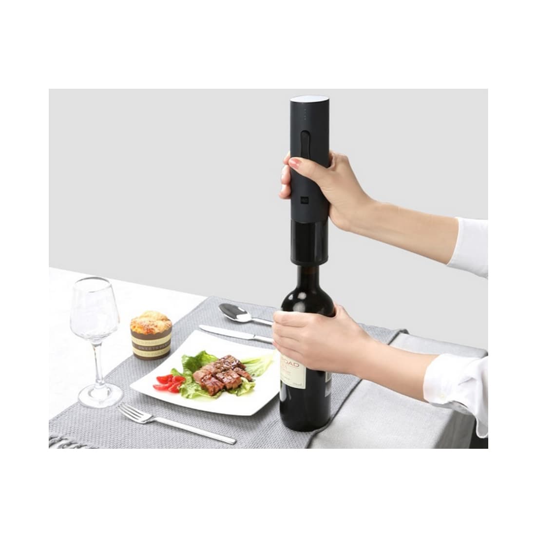 Автоматический штопор, Houhou, Electric Wine Opener, HU0027/YP-SKU3007077, Нержавеющая сталь, 550 мАч,Размер 252*45 мм, Черный