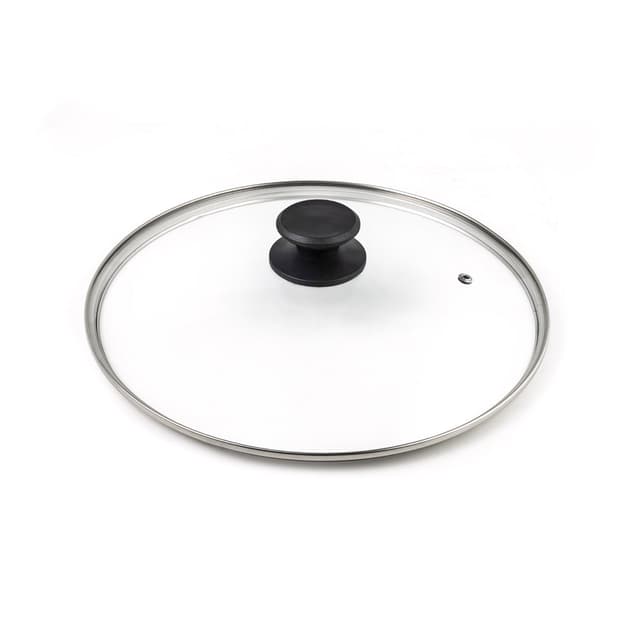 Крышка, LARA, LR01-97, Диаметр 24см, Нержавеющая сталь/Пластмасса/Стекло, Черный