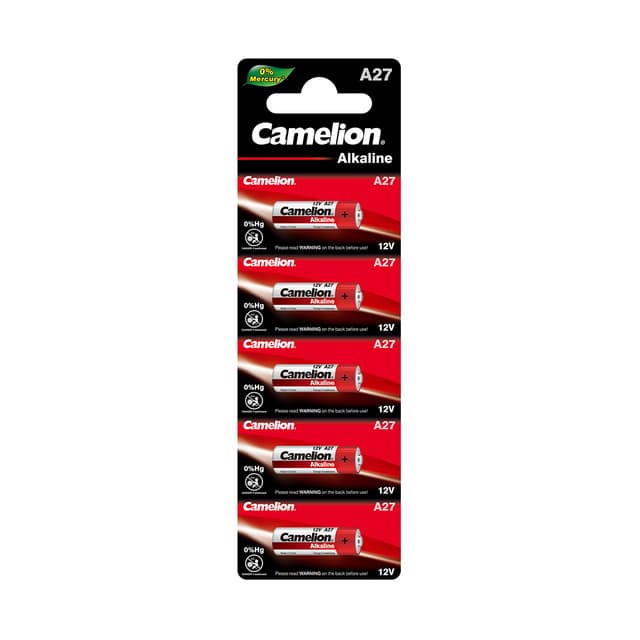 Батарейка, CAMELION, A27-BP5, 12V, 0% Hg (0% Ртути), 5 шт. в Блистере