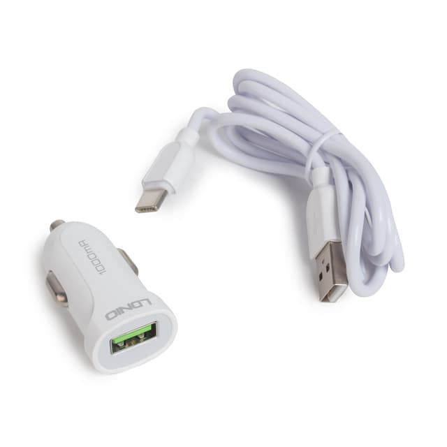 Автомобильное зарядное устройство, LDNIO, DL-C17, 1*USB(1A), Кабель Type-C 1м, Белый