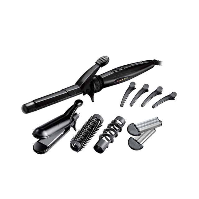 Мультистайлер, Remington, S8670, 25W, Диаметр щипцов 19мм, Диапазон температуры нагрева 110-190 °С, Насадки 5 шт, Длина шнура 180 см, Черный