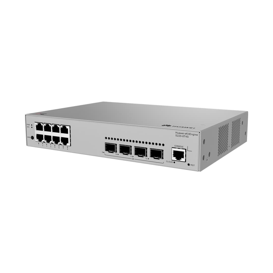 Коммутатор, Huawei, S220-8T4S, Управляемый L2, 8*10/100/1000BASE-T, 4*GE SFP, Стоечный, Встроенный источник питания