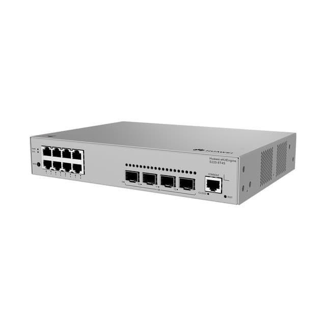 Коммутатор, Huawei, S220-8T4S, Управляемый L2, 8*10/100/1000BASE-T, 4*GE SFP, Стоечный, Встроенный источник питания