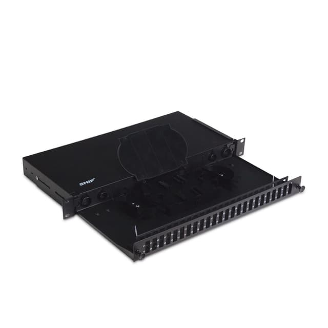 Оптический кросс, SHIP, F-M2, 19" (1U), 24 Порта SC Duplex, Без адаптеров, Чёрный