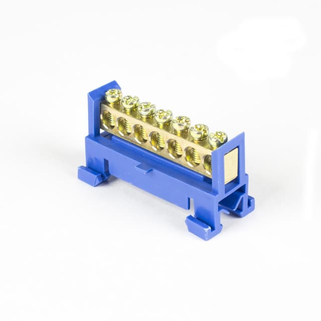 Шина нулевая, Deluxe, TS-0609F 7 групп, 6х9 мм (голубая) на DIN-рейку