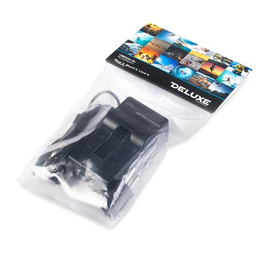 Зарядка для GoPro от 12V и 220V, Deluxe, DLGP-401, Hero 4, Переходник на евро-розетку в комплекте, Автомобильная зарядка, Чёрный