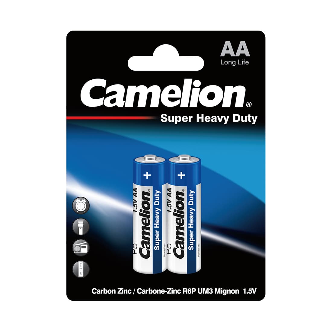 Батарейка, CAMELION, R6P-BP2B, Super Heavy Duty, AA, 1.5V, 1050 mAh, 2 шт., в блистере