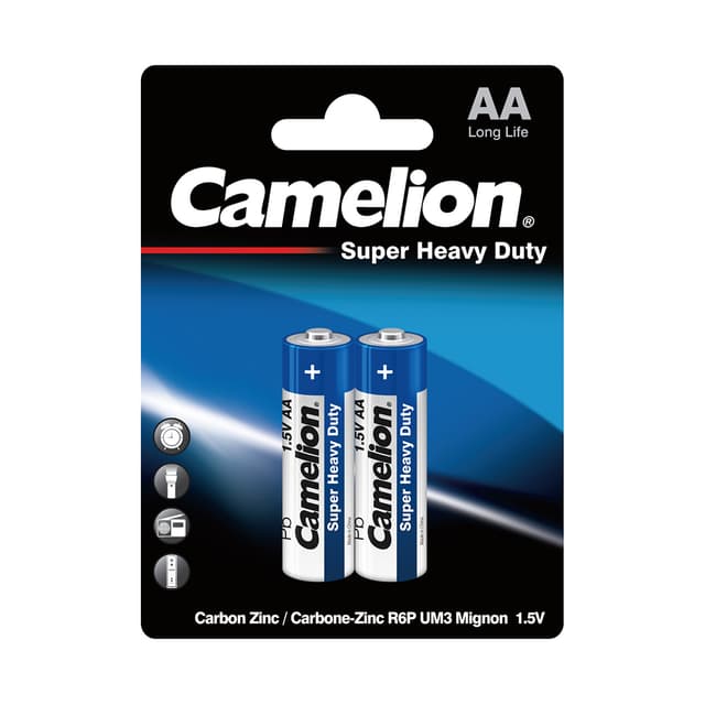 Батарейка, CAMELION, R6P-BP2B, Super Heavy Duty, AA, 1.5V, 1050 mAh, 2 шт., в блистере