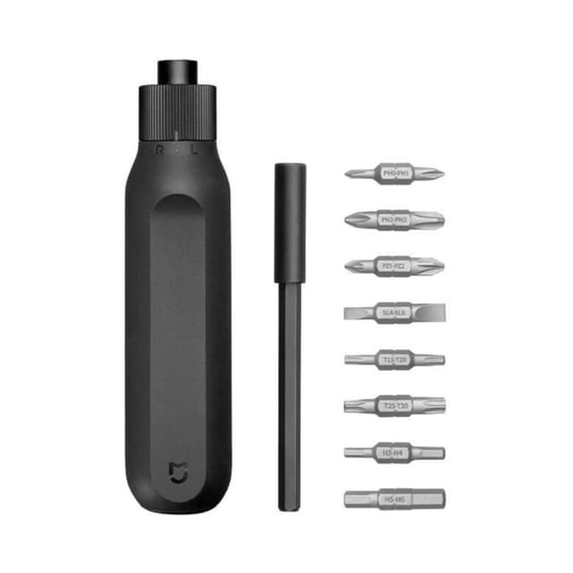 Отвертка, Xiaomi, Mi 16-in-1 Ratchet Screwdriver, BHR4779GL/MJJLLSD002QW, Многофункциональная, 8 бит (двухсторонние насадки), Легированная сталь S2, Крутящий момент 20N.m, BHR4779GL, Комплектация: отвертка, удлинитель, набор бит, Черный