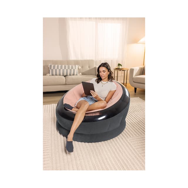 Кресло надувное Empire Chair 112 x 109 x 69 см, INTEX, 68582NP, Винил, Встроенная камера для наполнения водой, Жёлтое/синее/розовое в ассортименте, Цветная коробка