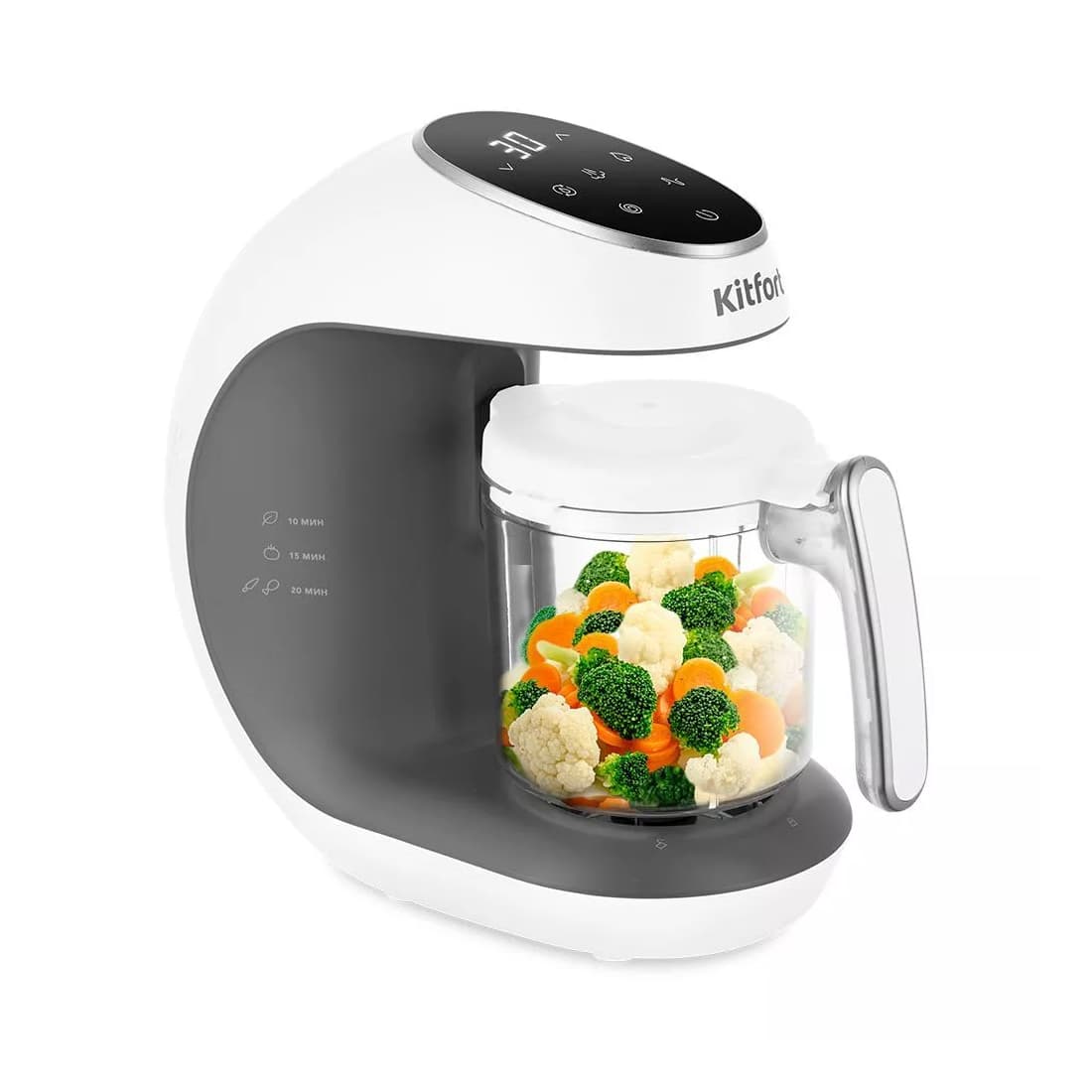 Блендер-пароварка, Kitfort, КТ-2322-1, Максимальная мощность 300 Вт, Полезный объем кувшина 0.3 л, Материал корпуса пластик, Цвет белый