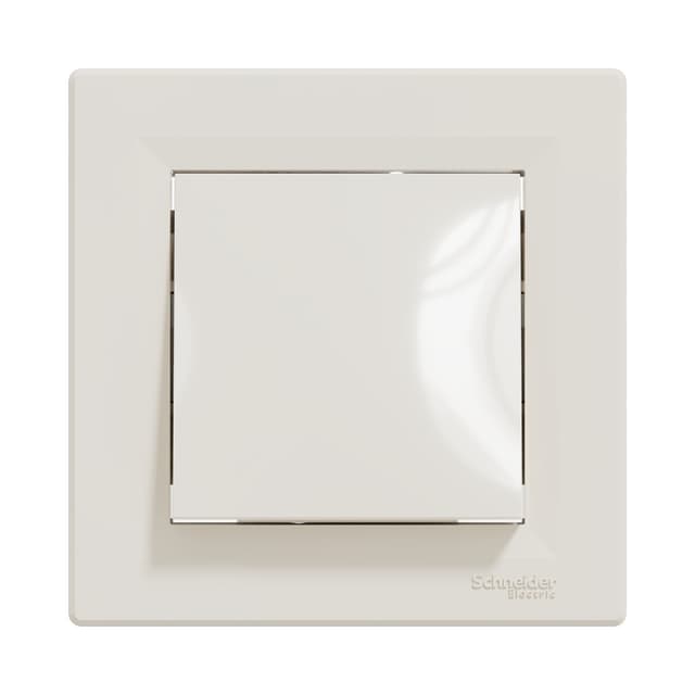 Выключатель одноклавишный, SE, EPH0100123, Asfora 10AX в сборе быстрозажим. клеммы кремовый