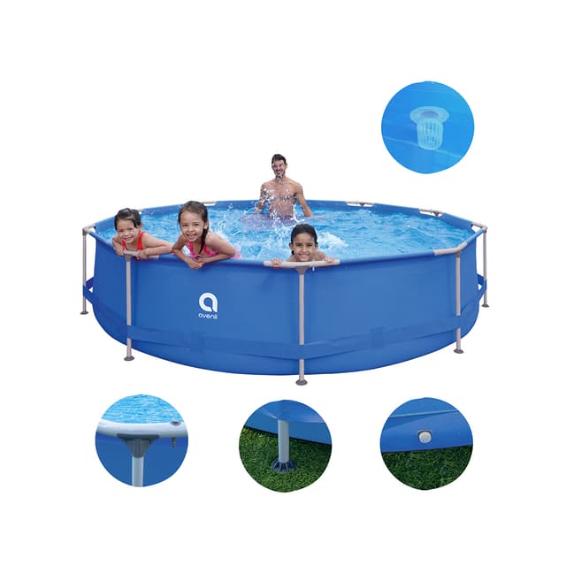 Каркасный бассейн 360 x 76 см, Avenli, 17799EU, Винил, 6121 л., Стальной каркас, Ф-насос , Картридж, Голубой, Цветная коробка