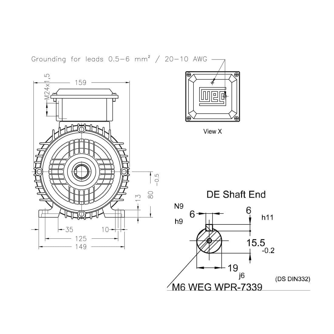 Асинхронный электродвигатель, WEG, 12312786, W20 80, 0.75 kW, 4 Пол, B3T 220-230-240/380-400-415//460 В, 50 Гц, IE1, IP55