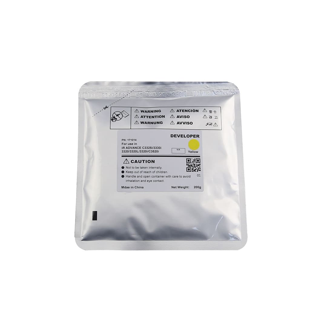 Девелопер, CET, CET171014, Жёлтый, Для копиров CANON iR ADVANCE C3320/3325i/3330/3525i/3530i, 200г., 240000 стр.