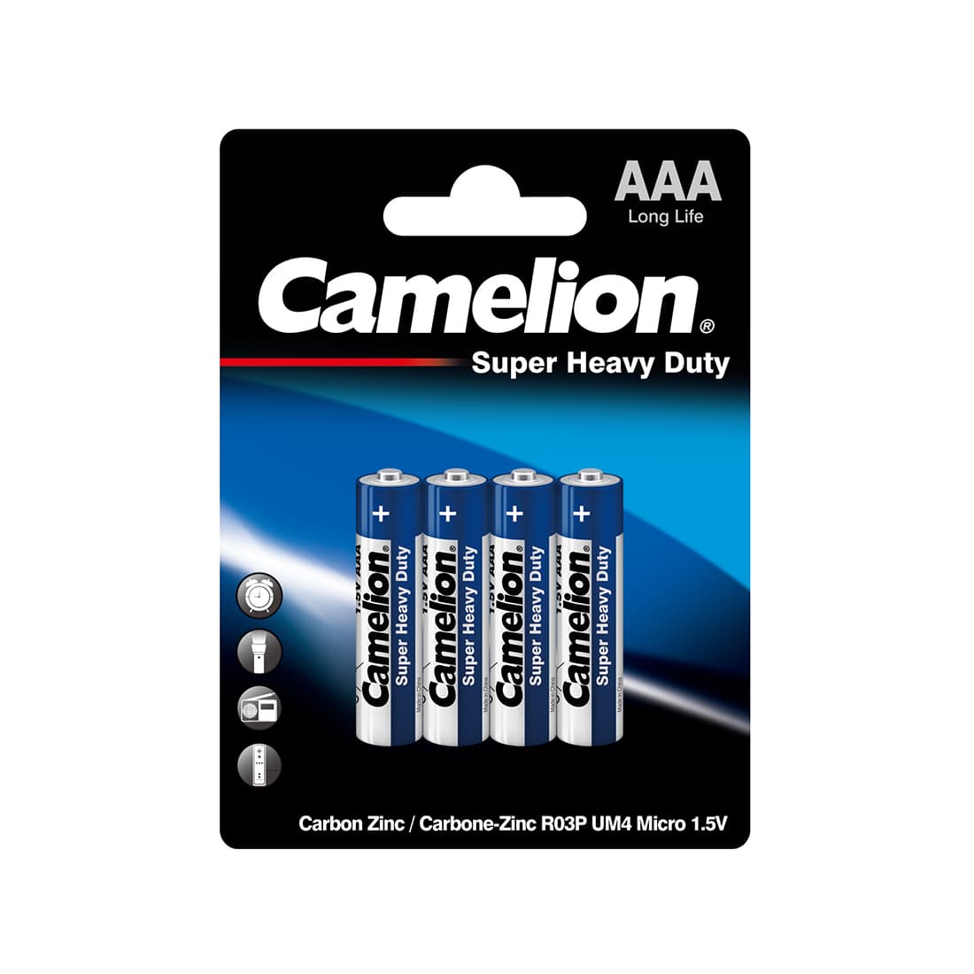 Батарейка, CAMELION, R03P-BP4B, Super Heavy Duty, AAA, 1.5V, 550mAh, 4 шт. в блистере