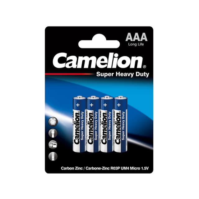 Батарейка, CAMELION, R03P-BP4B, Super Heavy Duty, AAA, 1.5V, 550mAh, 4 шт. в блистере