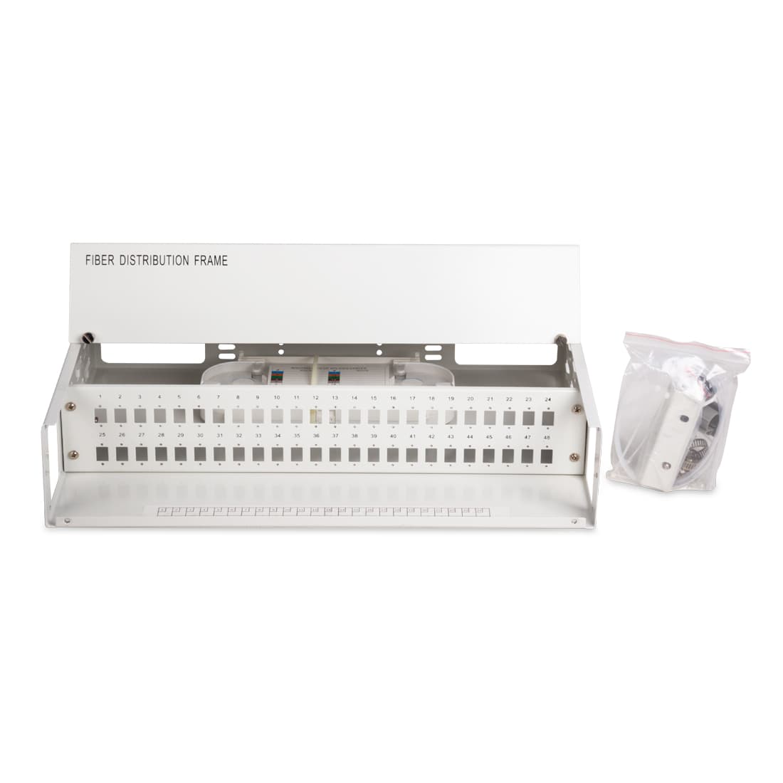 Оптический кросс, А-Оптик, АО-4803 19" (2U) FDF 48 портов, SC Simplex, LC Duplex, Без адаптеров и пигтейлов, Белый