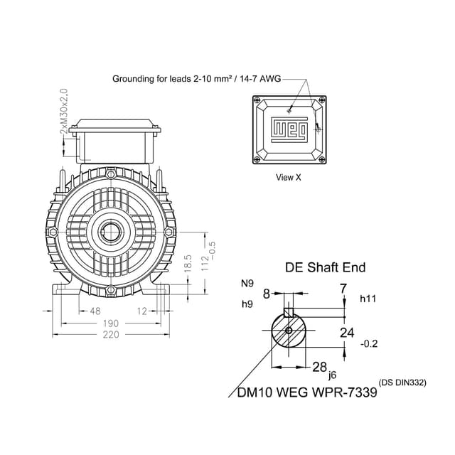 Асинхронный электродвигатель, WEG, 12312850, AM W20 -112M, 4 kW, 4 Пол, B3T, 380-415/660//440-460 В, 50 Гц, IE1, IP55, std.