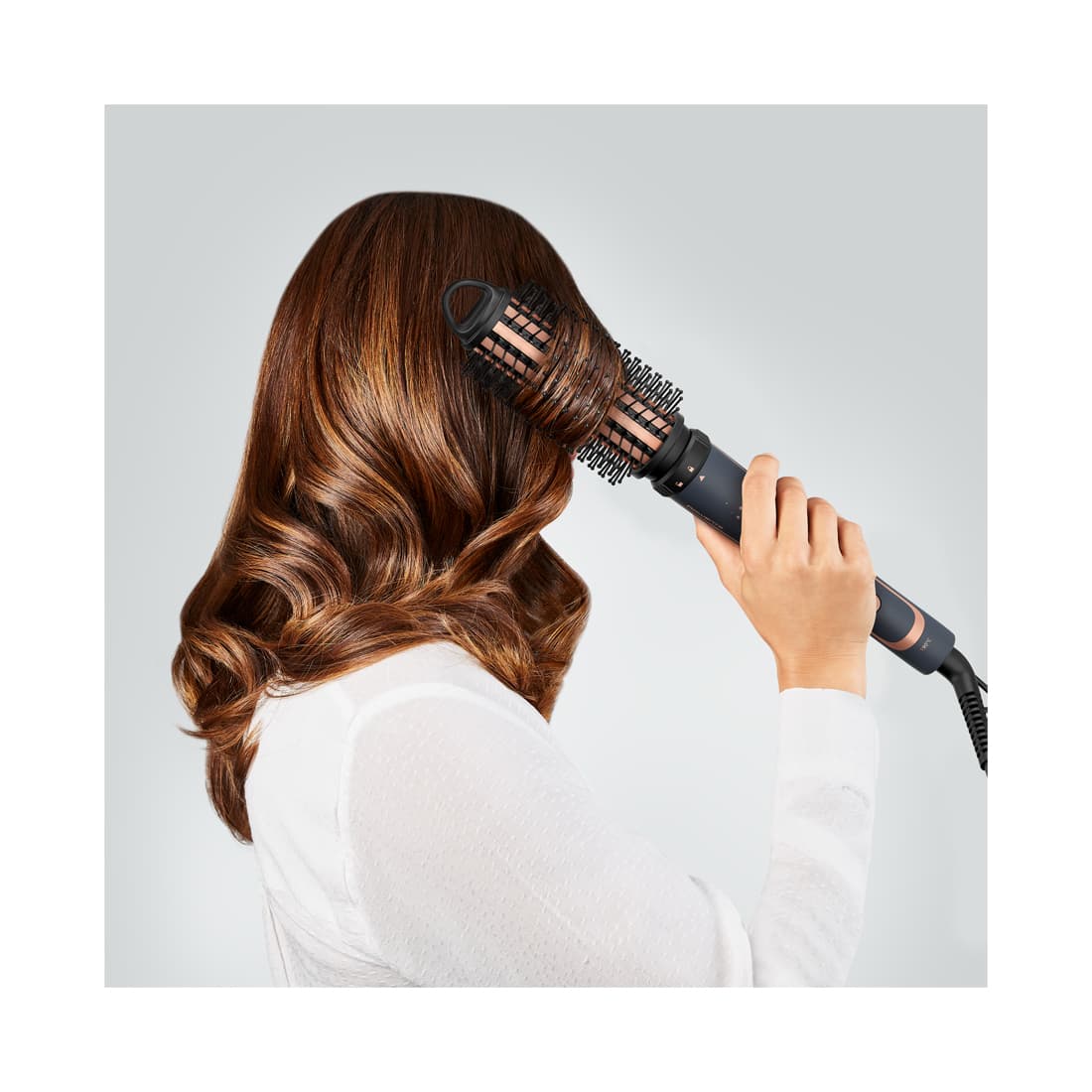 Мультистайлер, Rowenta, CF4211F0, 3 насадки, Диаметр 32мм, Макс темп 190С, Керамическое покрытие, Автоотключение, Длина шнура 1.8м, Мощность 35 Вт, Синий/Бронзовый