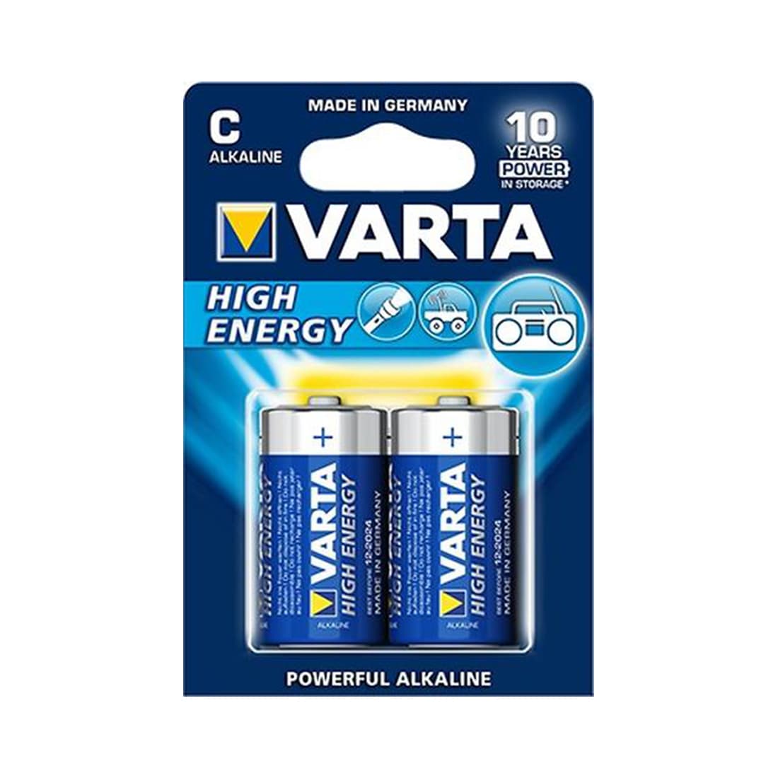 Батарейка, VARTA, LR14 High Energy (LL Power) Baby, C, 1.5 V, 2 шт., Блистер