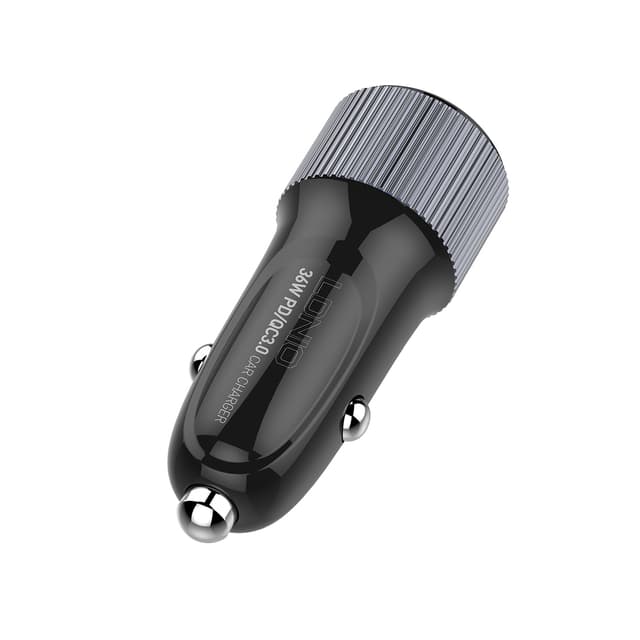 Автомобильное зарядное устройство, LDNIO, C510Q, 2*USB(A,C) 5V3.4A, Кабель Lightning (Iphone) 1м, Чёрный