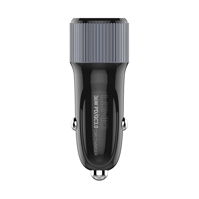 Автомобильное зарядное устройство, LDNIO, C510Q, 2*USB(A,C) 5V3.4A, Кабель Lightning (Iphone) 1м, Чёрный