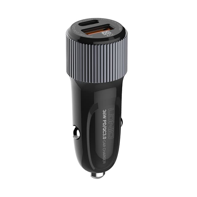 Автомобильное зарядное устройство, LDNIO, C510Q, 2*USB(A,C) 5V3.4A, Кабель Lightning (Iphone) 1м, Чёрный