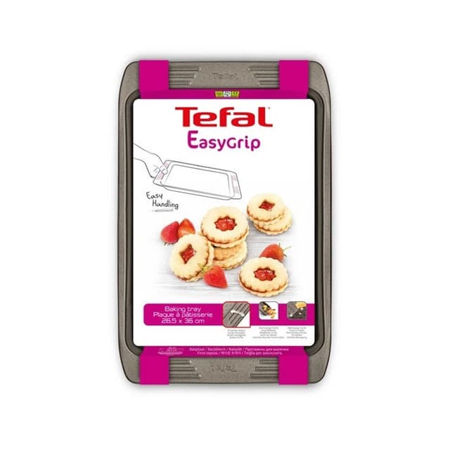 Противень, Tefal, Easy Grip J1627114, 26х36см, Углеродная сталь, Антипригарное покрытие, Черный