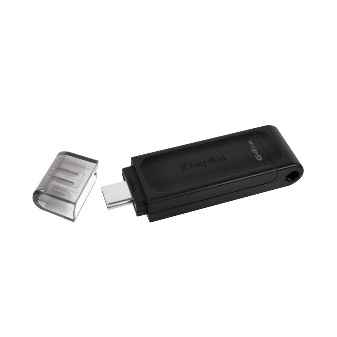 USB-накопитель, Kingston, DT70/64GB, 64GB, Type-C, USB 3.2, Чёрный