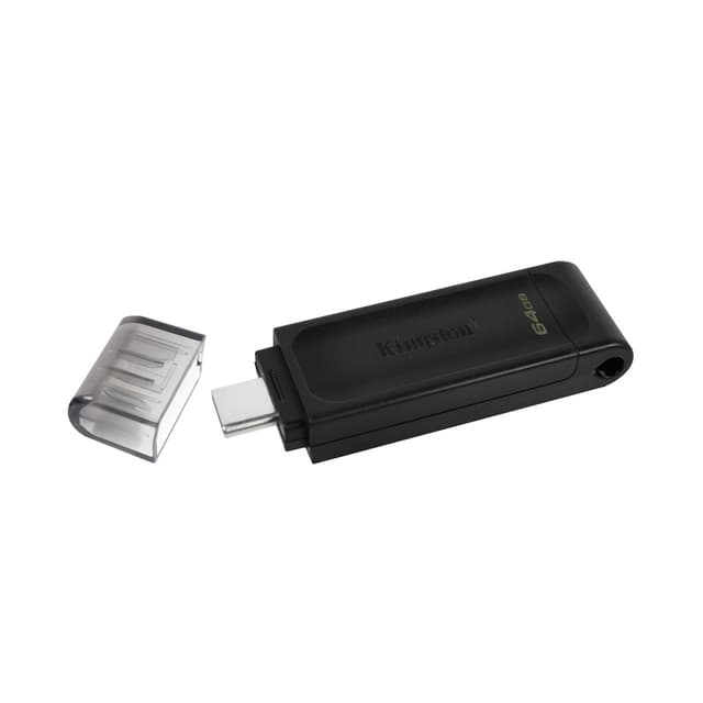 USB-накопитель, Kingston, DT70/64GB, 64GB, Type-C, USB 3.2, Чёрный