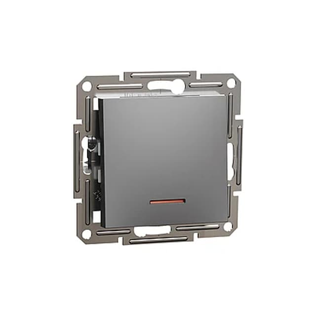 Выключатель одноклавишный, SE, EPH0700171, Asfora самовозвратный 10A механизм, самозажимной антрацит