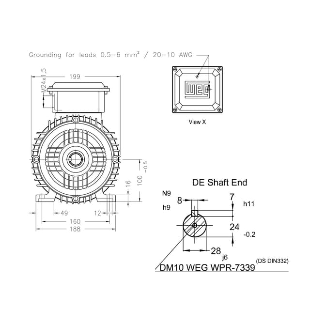 Асинхронный электродвигатель, WEG, 15142947, W20 100L, 3 kW, 4 Пол, B3T, 220-240/380-415//440-460 В, 50 Гц, IE1, IP55, Spec.