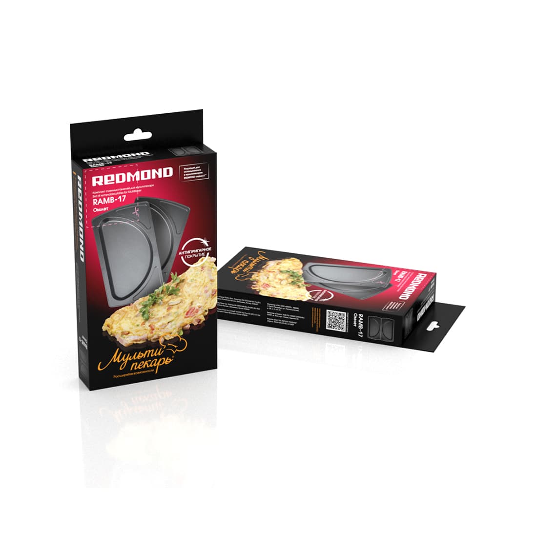 Панель для мультипекаря, Redmond, RAMB-17, Омлет, Антипригарное покрытие, Габаритные размеры 134  236 мм, Черный