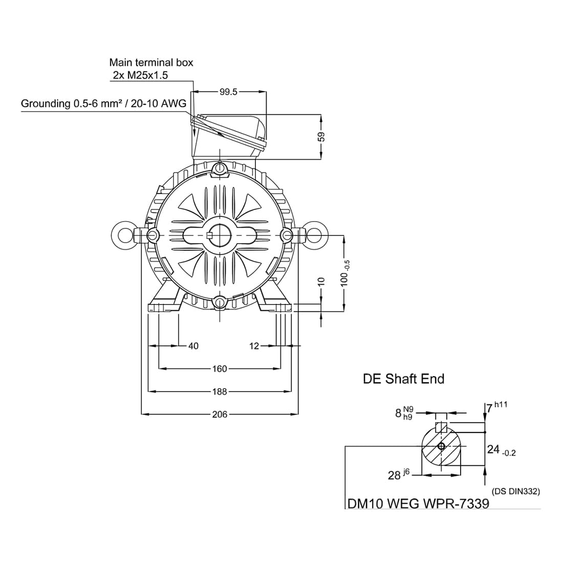 Асинхронный электродвигатель, WEG, 16257924, WGOST-L100L, 4 kW, 4 Пол, B3T, 220/380 В, 50 Гц, IE1, IP55, Std.