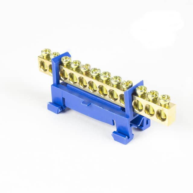 Шина нулевая, Deluxe, TS-0609F 12 групп, 6х9 мм (голубая) на DIN-рейку