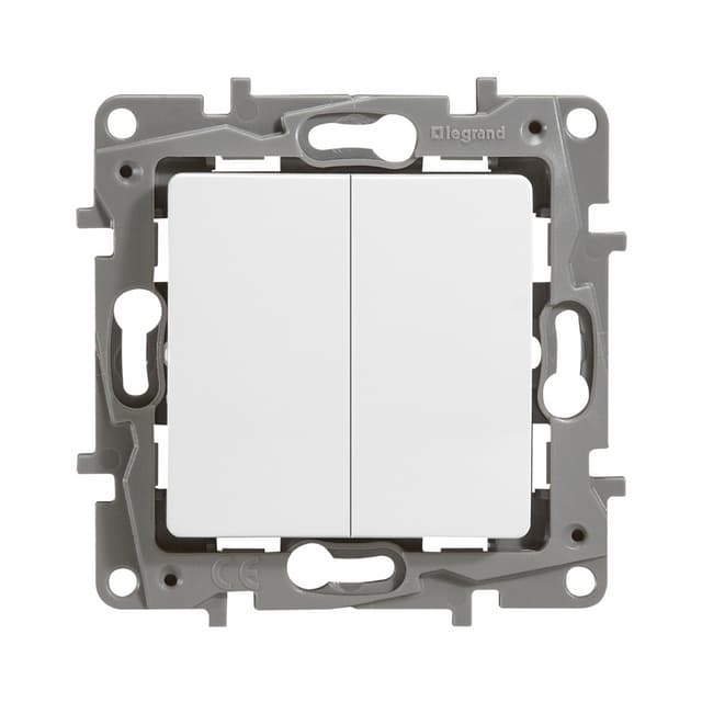 Выключатель двухклавишный, Legrand, 672202, Etika 10 A 250 В белый
