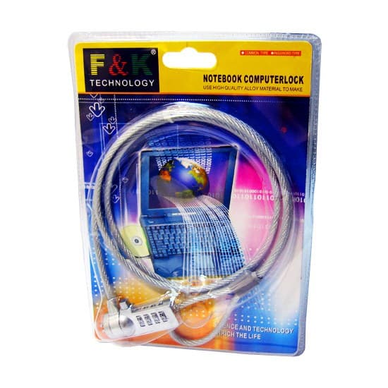 Замок для ноутбука, F&K Technology, Кодовый замок на металлическом тросе, Серебристый
