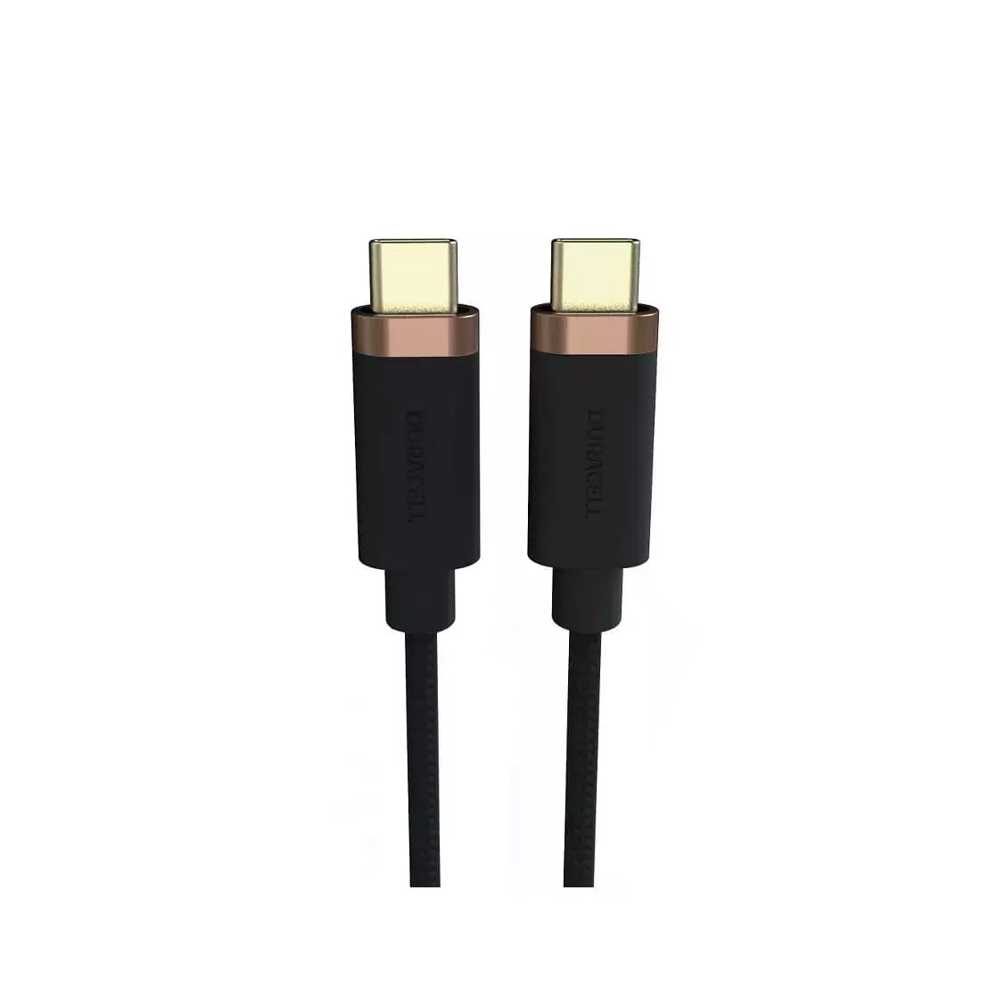 Интерфейсный кабель, Duracell, USB7030A, USB-C на USB-C, Кевлар, 3A/21.5V, Скорость передачи данных 5Gbps, USB 3.2, 1 м, Чёрный