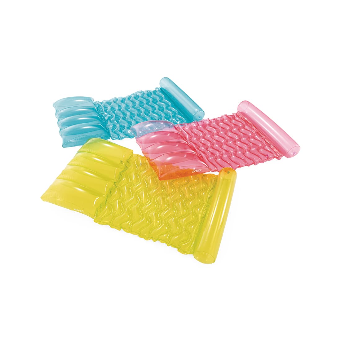 Пляжный матраc для плавания Transparent Water 173 х 89 см, INTEX, 58725EU, Винил, Трехкамерный, Синий/розовый/жёлтый в ассортименте, Цветная коробка