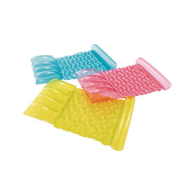 Пляжный матраc для плавания Transparent Water 173 х 89 см, INTEX, 58725EU, Винил, Трехкамерный, Синий/розовый/жёлтый в ассортименте, Цветная коробка