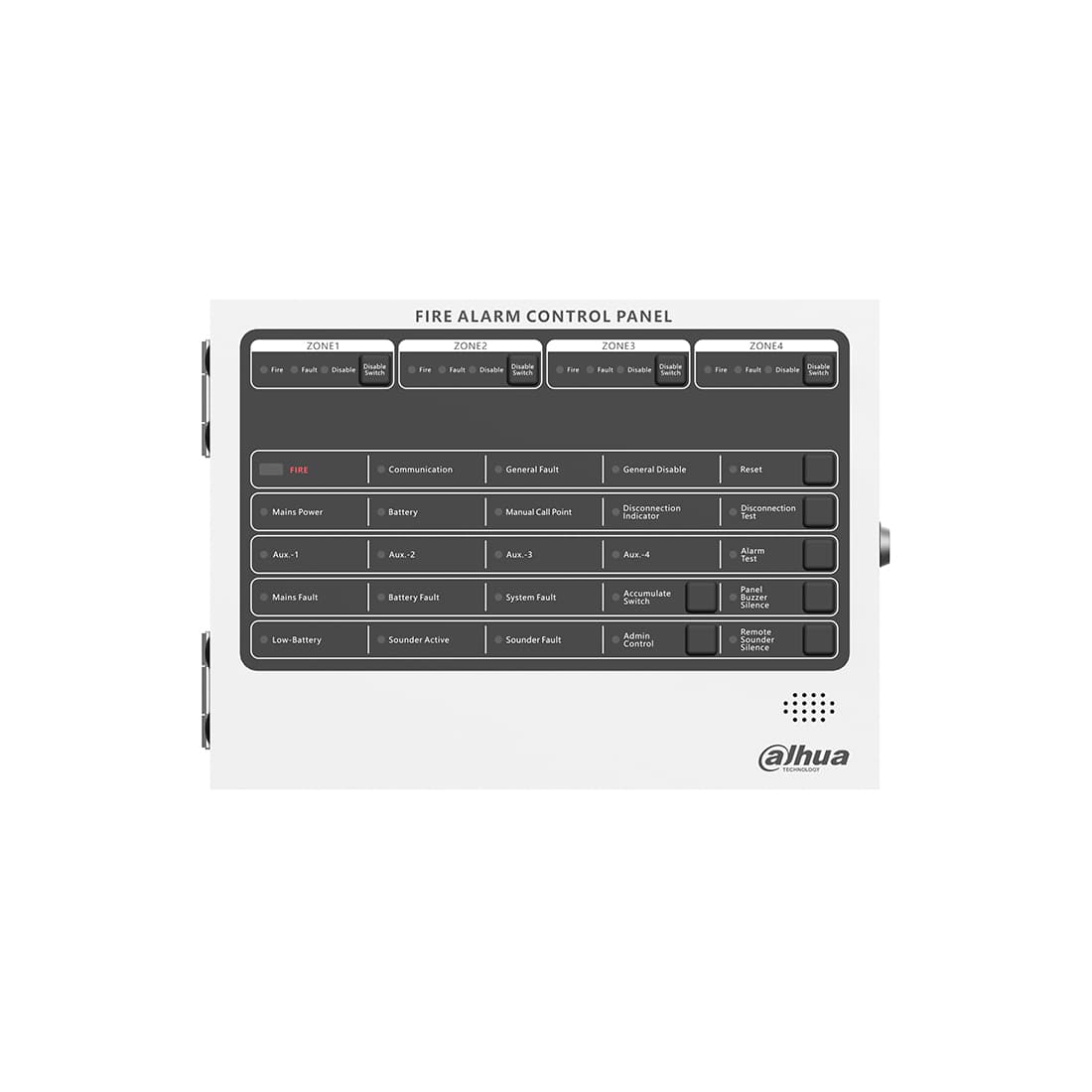 Прибор приемно-контрольный пожарный, Dahua, DHI-HY-C102-4 (24 В), 4 ШС: до 32 устройства в одном шлейфе, Интерфейсы: RS-485, RS-232, USB, RJ45, ППКП может интегрироваться с другими системам и программному обеспечению верхнего уровня.